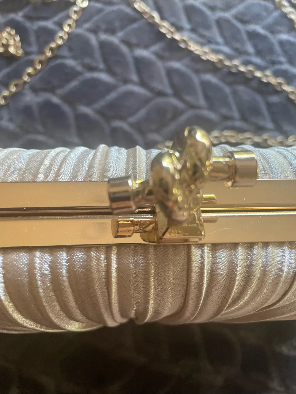 Cupshe - Spotlight Ribbed Metallic Champagne Clutch - NWT
